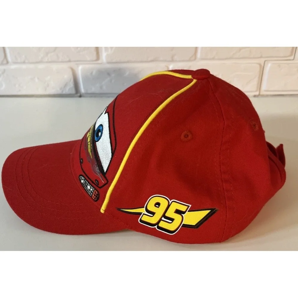 Disney Red Lightning McQueen Kids Hat with Yellow Trim